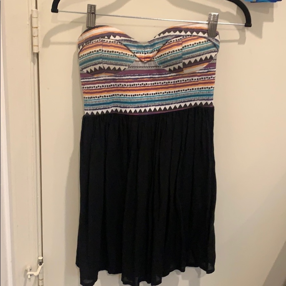 Strapless Dress from LF- fun print top w/ black